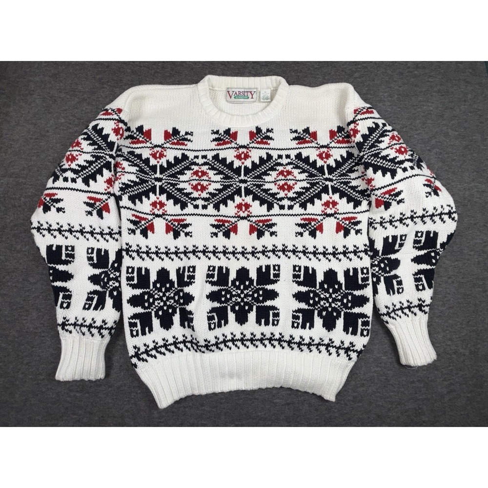 Vintage Varsity By Savile Row Men's Sz XL Cable Knit Sweater Heavyweight Y2K